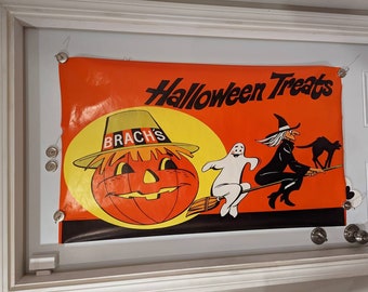 Large 1988 Brach's Candy Halloween Treats Display Original Grocery Store Sign Vintage Halloween Sign Kitchen Decor - 1977 Design