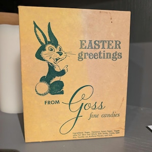 Jaren 50 Goss Fine Candy Snoep Paaseieren Snoep Snoep Originele Snoepdoos Vintage Paashaas - Lewiston, PA
