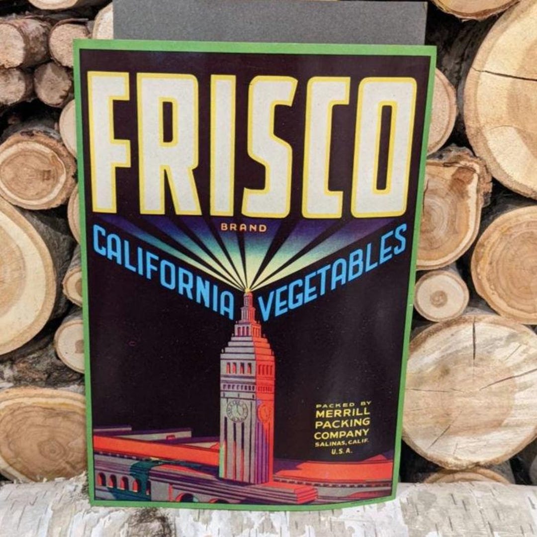 1940's Frisco California Vegetables Fruit Crate Label - Old