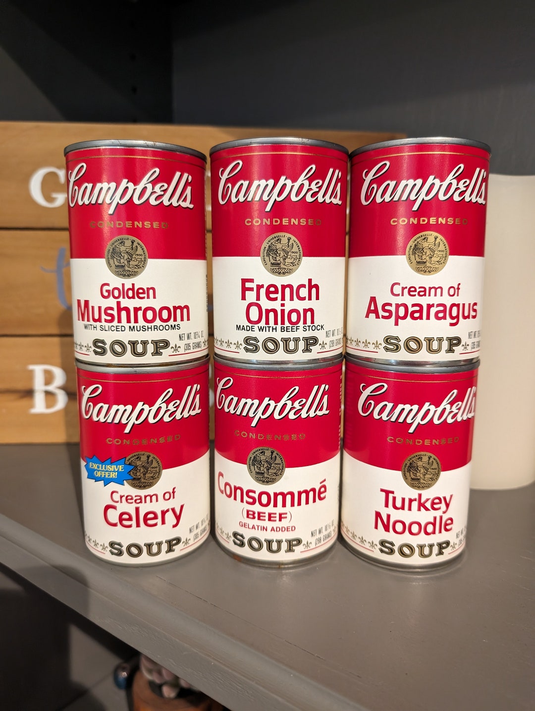 1980s Campbell's Soup Can Label on Can Original Vintage Campbell's Soup