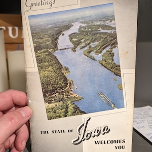 Guía de bienvenida del estado de Iowa de la década de 1950 Viaje antiguo y original Emphera 90 páginas 1955