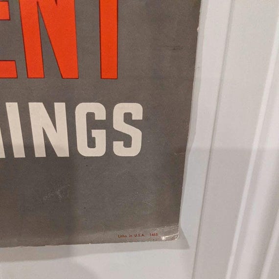 Original Vintage 1960s Industrial Sign Safety Poster - 
