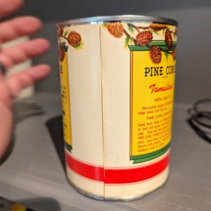 1950’s Pine Cone Tomatoes Can Label on Can Original Vintage Preston