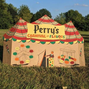 Original 1950&#39;s Perry&#39;s Beverages Carnival of Flavors  Soda Fountain Sign- Old & Original Cardboard Sign