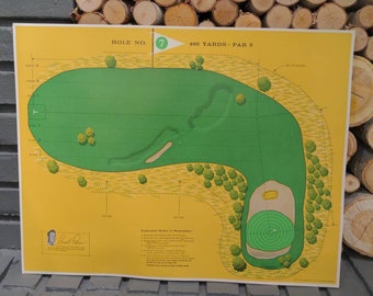 Original 1961 Arnold Palmer's Inside Golf Game Large Play Card: Hole 7, Par 5 - Perfect for man cave or basement golf decor.