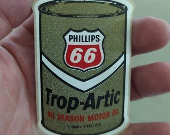 Vintage 1960's Phillips 66 Trop Artic Motor Oil Company Die Cut