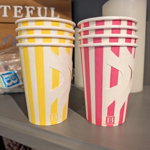 NOS 1960&#39;s Mid Century Groovy Striped Cups - 9 ounce size - Old & Original paper cup for  Bondware - CHOICE