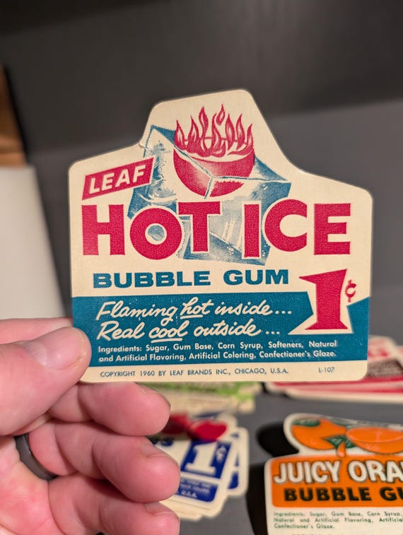 NOS 1950s 60s Leaf Bubble Gum Gumball Machine Price Sign - Paper