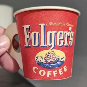 NOS 1960 Folger&#39;s Coffee Cup - Dixie Cup Brand - Old & Original Sample Cup