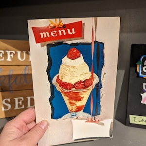 1960's Soda Fountain  Menu Folder Ice Cream  Menu Sheet Stationary - NOS - Blank for your brand or imprint.