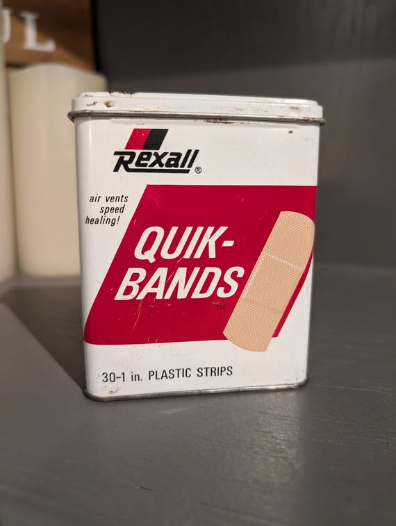Original Vintage 1970's Rexall Drugs Plastic Strips Quik-bands