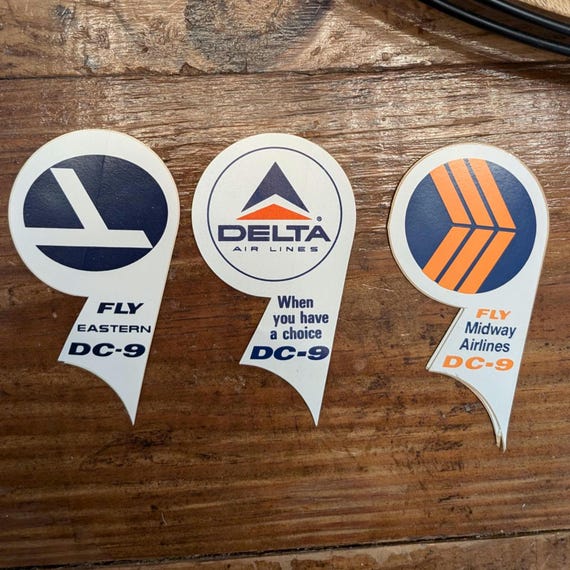 Die Cut 1960s DC-9 Airplane Vinyl Decal Choice of Eastern, Delta