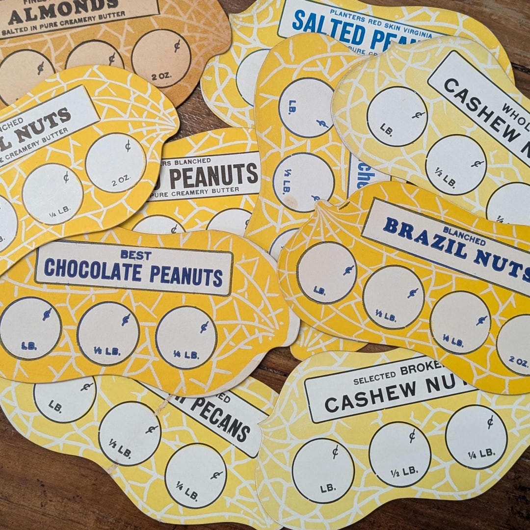 1930s-1940s Planters Nuts and Peanuts Price Signs Price Tags Original ...