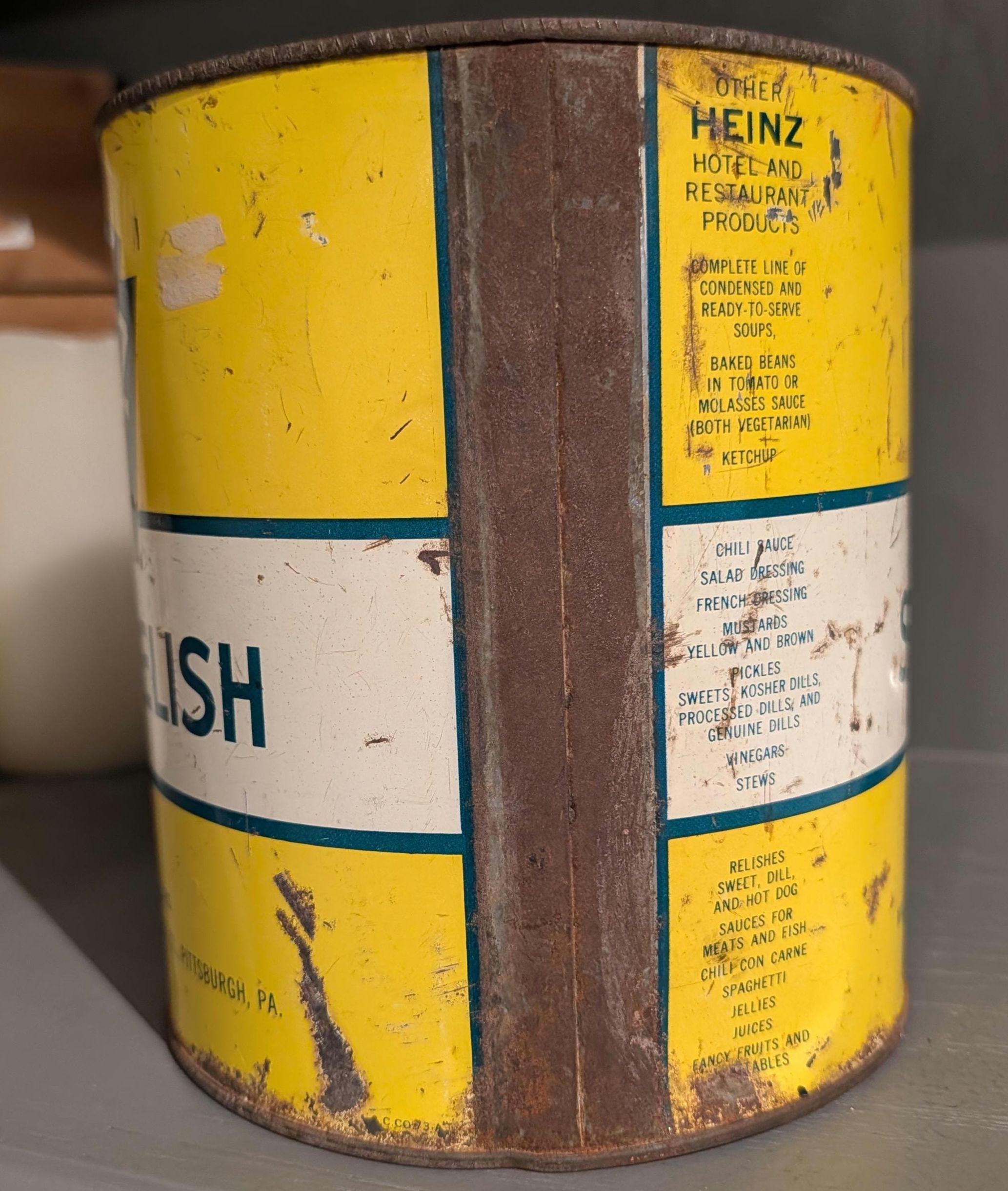 アメリカの古いキッチンツール7点★Vintage／USA／Tin 1960s Heinz 57 Sweet Relish Metal Can - Large Size Heinz