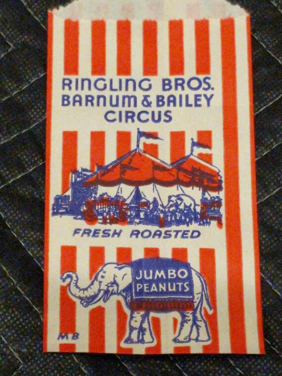 Peanut Bags BARNUM BAILEY Lot of 50 Old 1950/'s RINGLING Bros CIRCUS Popcorn