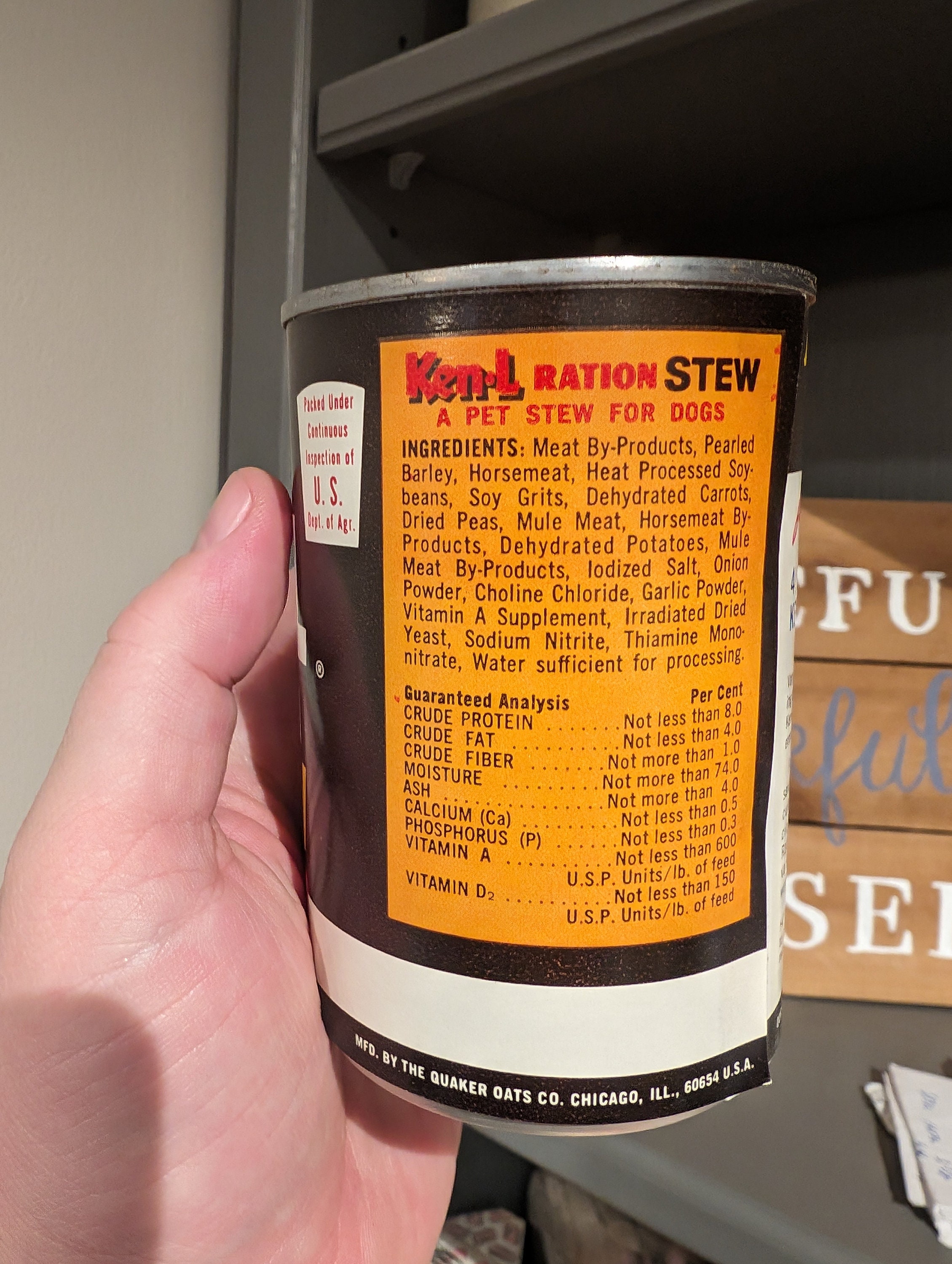 レア　50s Ken L Ration Door Push Pull RARE VINTAGE KEN-L-RATION DOG FOOD DISH BOWL TENDER CHUNKS