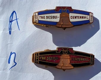 Clip de corbata sesquitial de la Campana de la Libertad de 1926, dije de esmalte central - Antiguo y original - Pin de viaje vintage de metal CHOICE