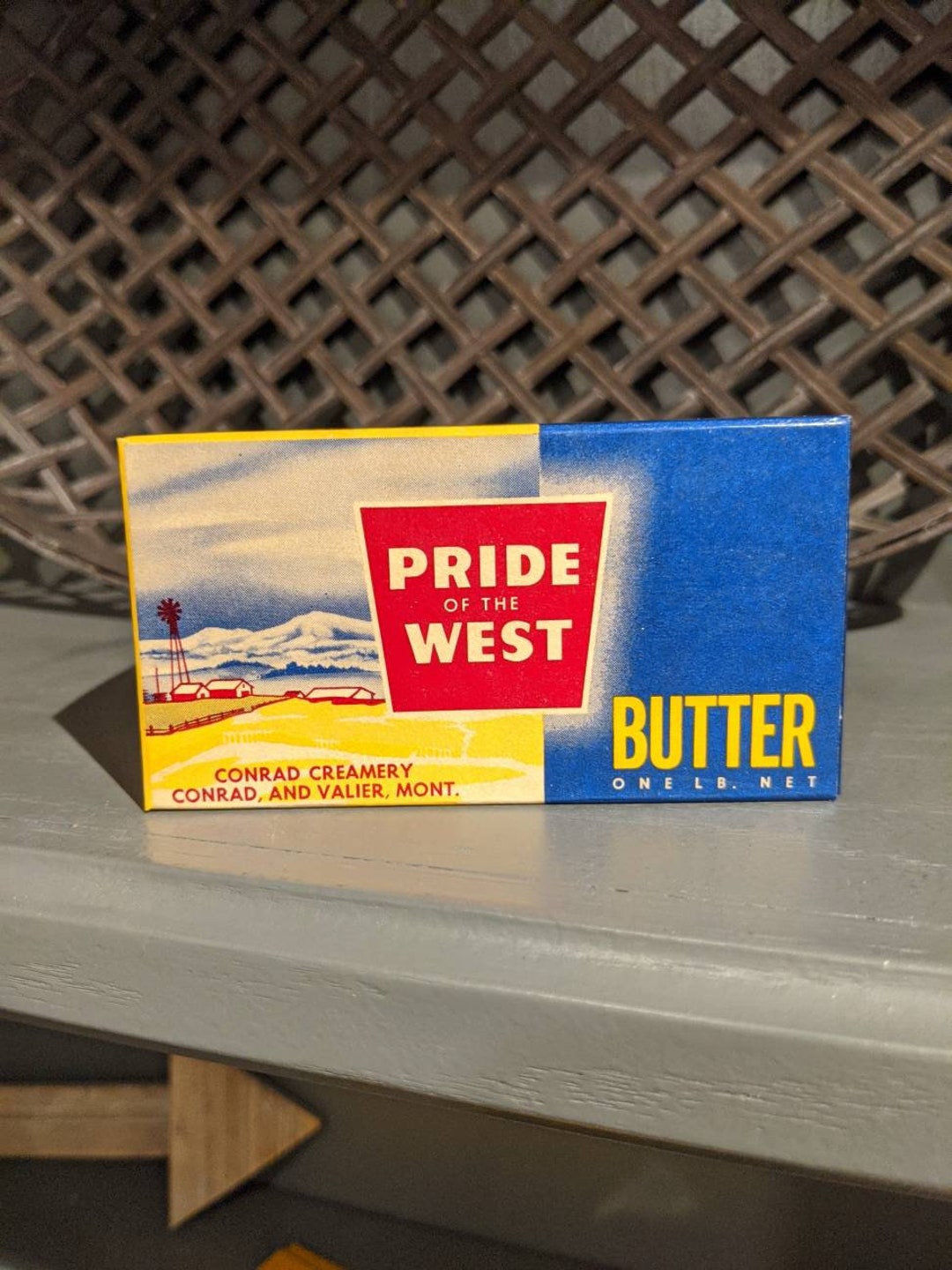 1950's Pride of the West Butter Box Conrad Creamery Valuer, Montana Old