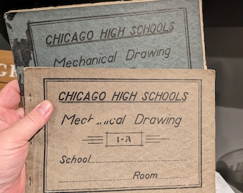 1920s  Chicago Mechanical Drawing Books  PAIR - Chicago High School - Old & Original