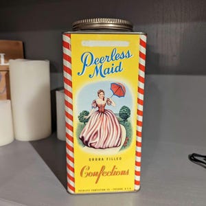 1930&#39;s Peerless Maid Hard Candies Candy Can - Old & Original Tin from, Peerless Confection Company Chicago, Illinois