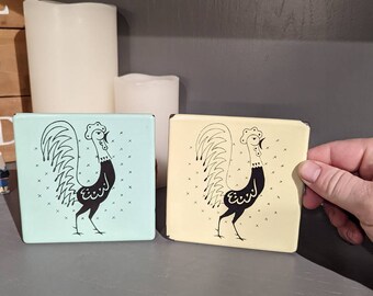 Original 1950's Frigidaire Appliances Pot Rooster  Porcelain Sign - Choice: Green or Yellow