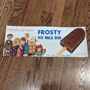 1971 Frosty Ice Milk Bar Ice Cream Bar Sign Poster Original Vintage  - Old Soda Fountain Joe Lowe Corporation