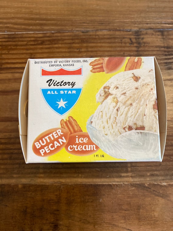 NOS 1957 Victory All Star Butter Pecan Ice Cream Box, Emporia