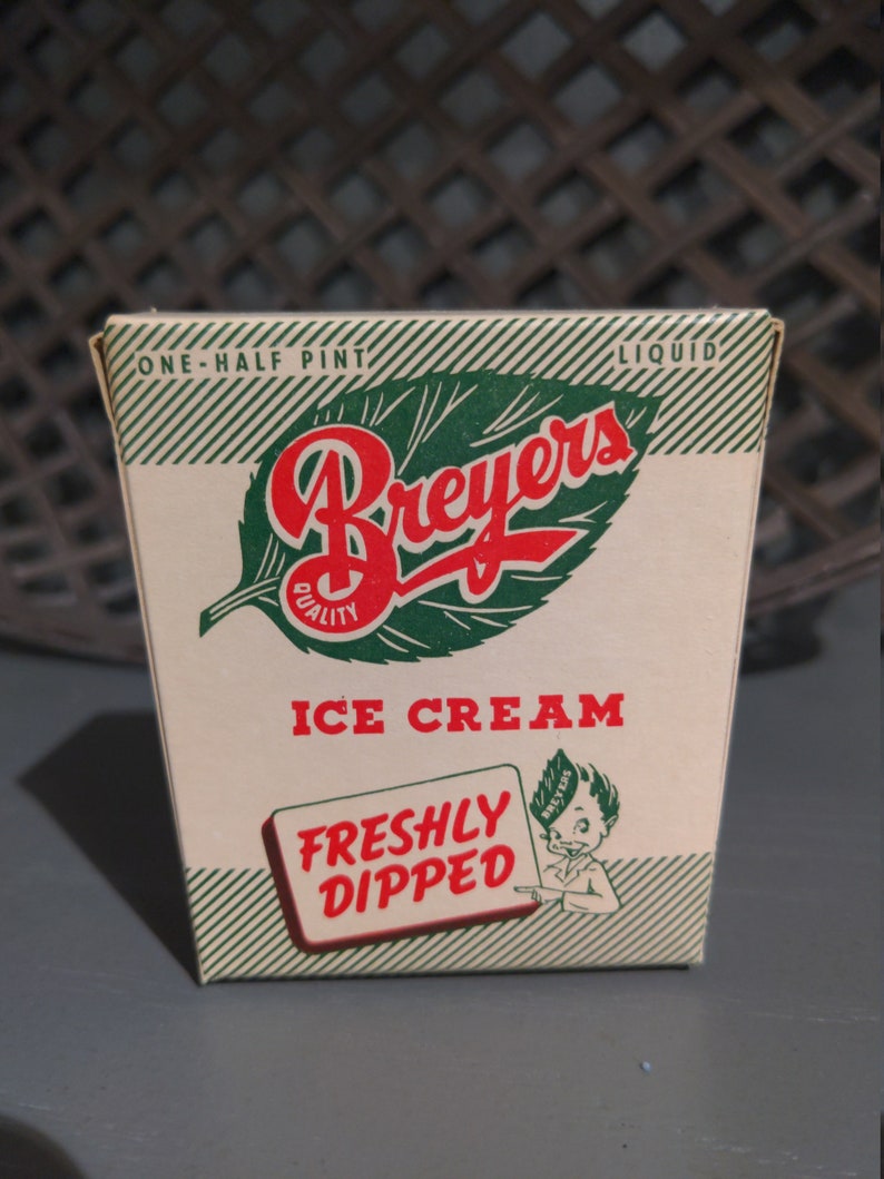 NOS 1940's Breyers Ice Cream Container Green Guy Half Etsy
