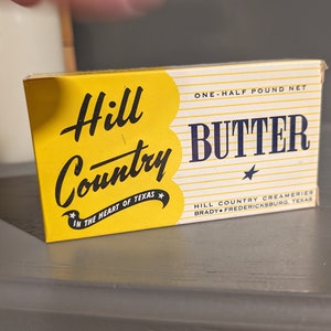 1960 年代のヒル カントリー バター ボックス - フレデリックスバーグ、テキサス州 - 古いオリジナルのキッチン カントリー ストア装飾 1 ～ 2 ポンド サイズのボックス 1950 年代