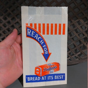 NOS Old 1954 Dreikorn&#39;s Bread Waxed Paper Sandwich Bag - Old - Original