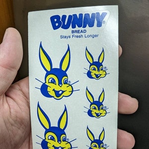 NOS 1990's Bunny Bread is Back Set of 5 Bunny Bread Stickers - Etsy