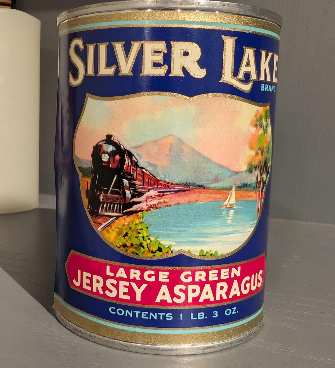 1930s Silver Lake Asparagus Can Label on Can Original Vintage