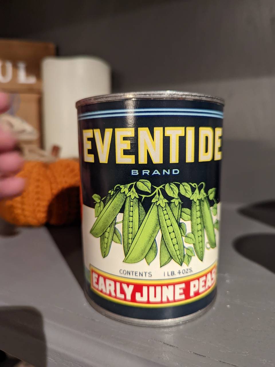 1940s Eventide Early June  Peas can label on can Original Vintage, Preston, Maryland