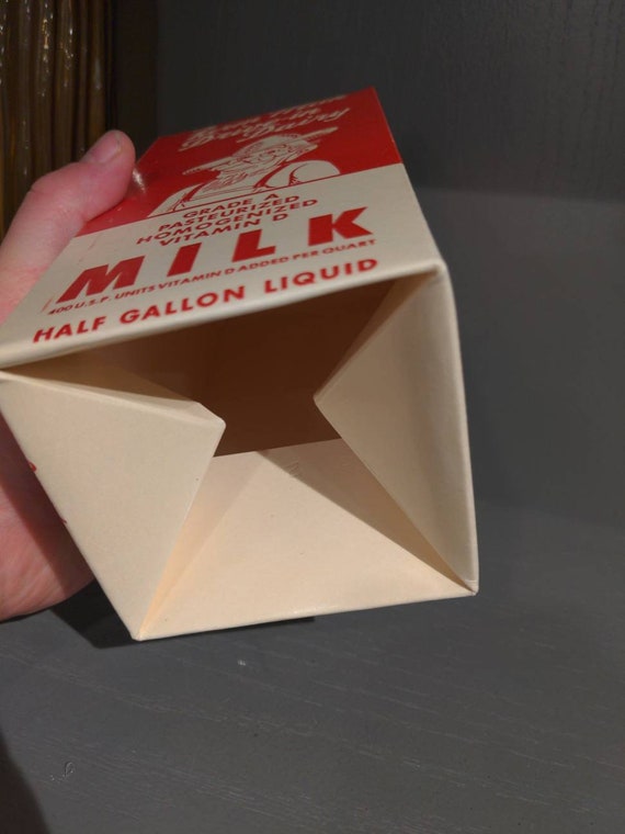NOS 1960's Farm Milk Drive-in Dairy Milk Waxed Milk Carton or Container  Half Gallon Size Salinas, California 