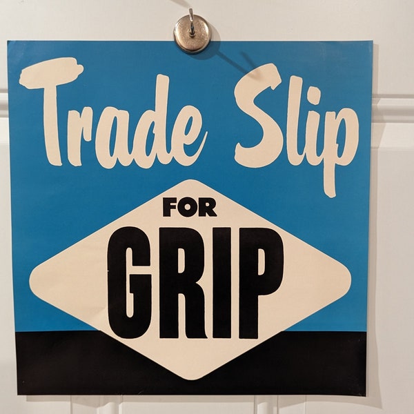 Cartel de Goodyear Trade Slip For Grip Tire original de los años 1950