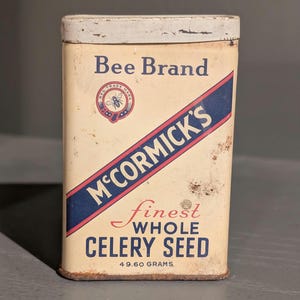 1940er Jahre Old & Original McCormick Bee Brand Celery Metal Gewürzdose