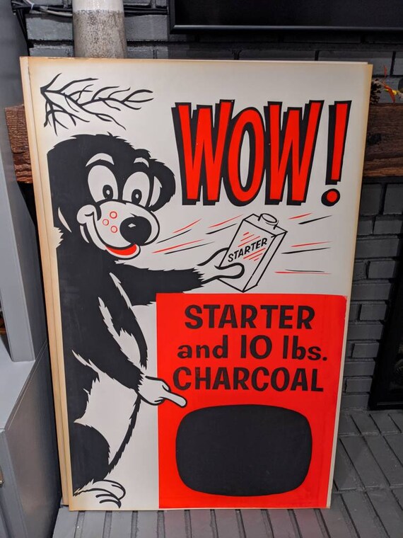 Original 1950's 60's Lighter Fluid and Charcoal Grill BBQ