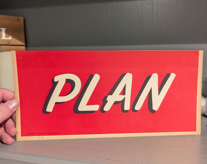 Original Vintage Plan Cardboard Sign 1950s 1953 Bureau of Business ...