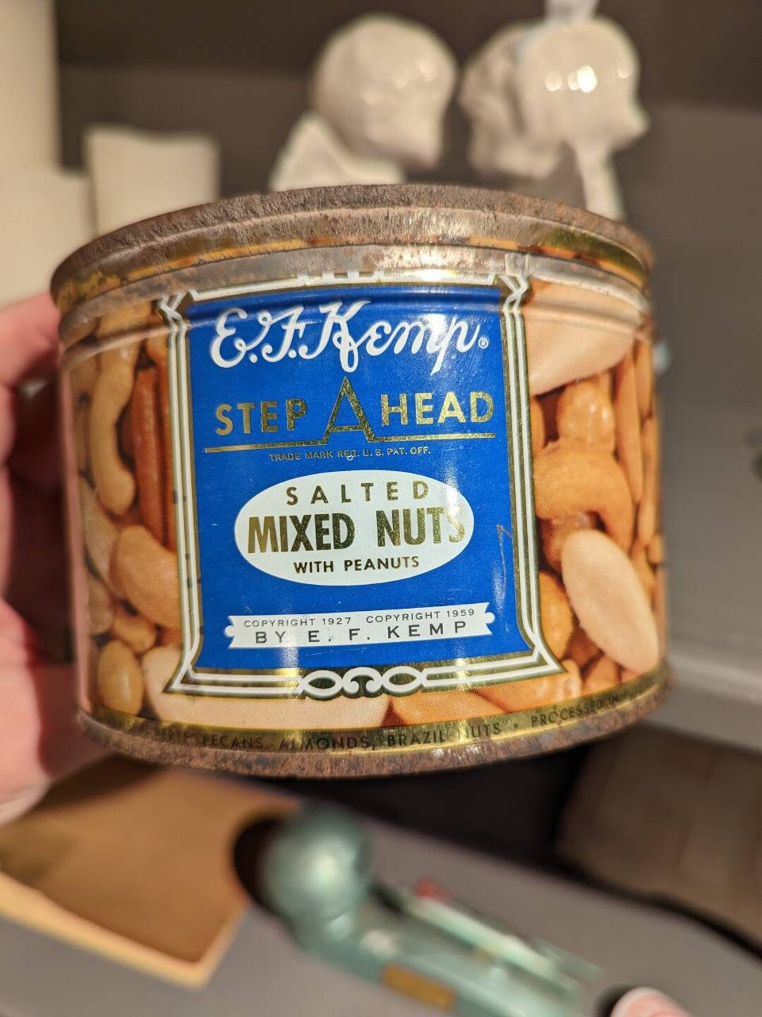 1959 EF Kemp Salted Mixed Nuts Can Old & Original Tin From Somerville