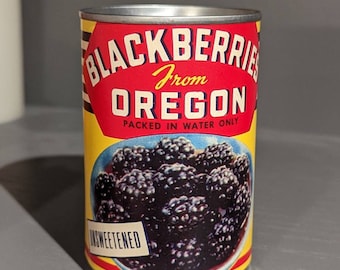 1950's Oregon Blackberries can label on can Oregon Fruit Products