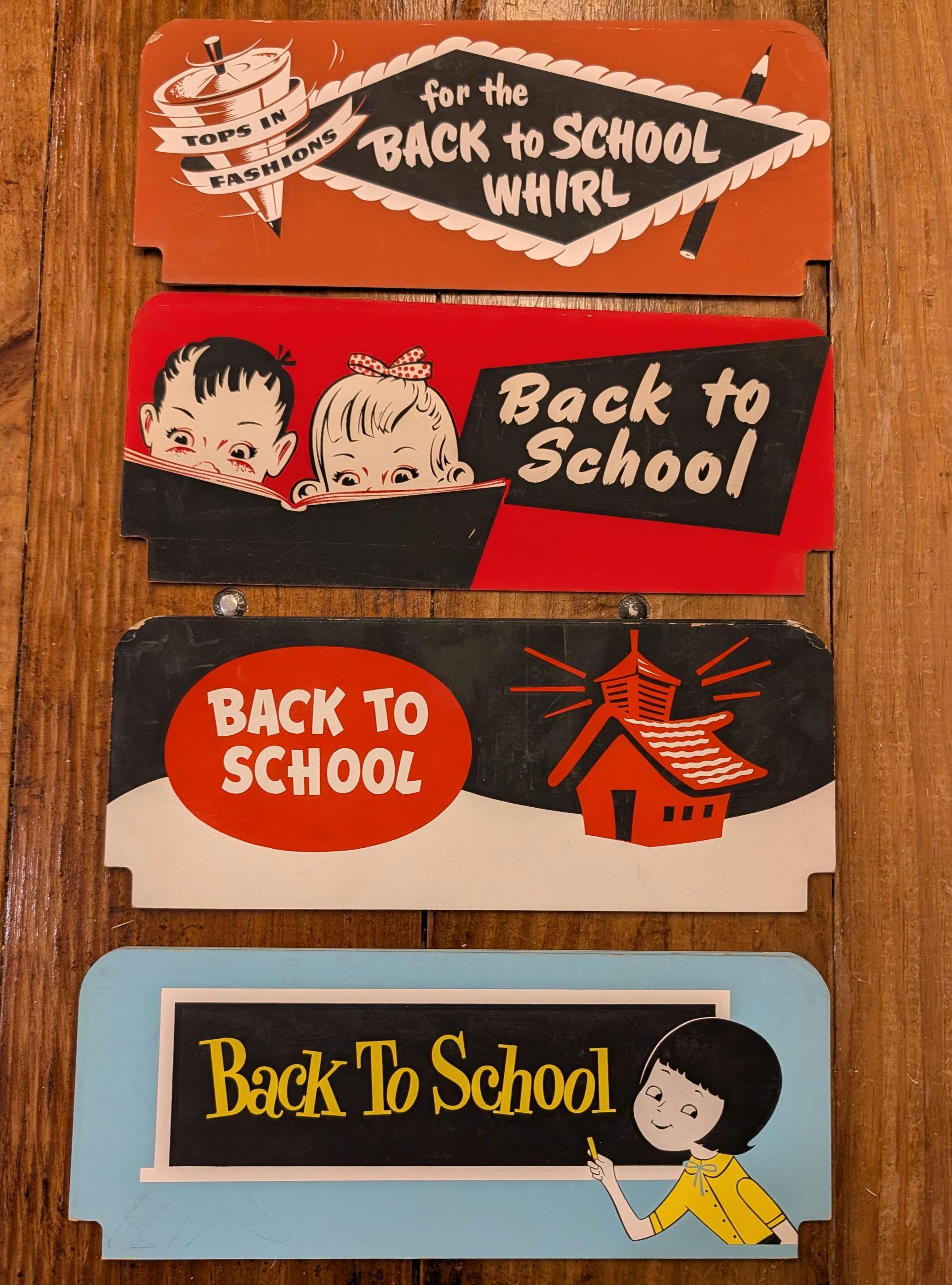 Original 1950s 60s Back to School Sale Vintage Price Sign Card