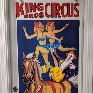 1960 Cole Bros.   Circus Poster - Old & Original - Great Horse and Clown Theme!!