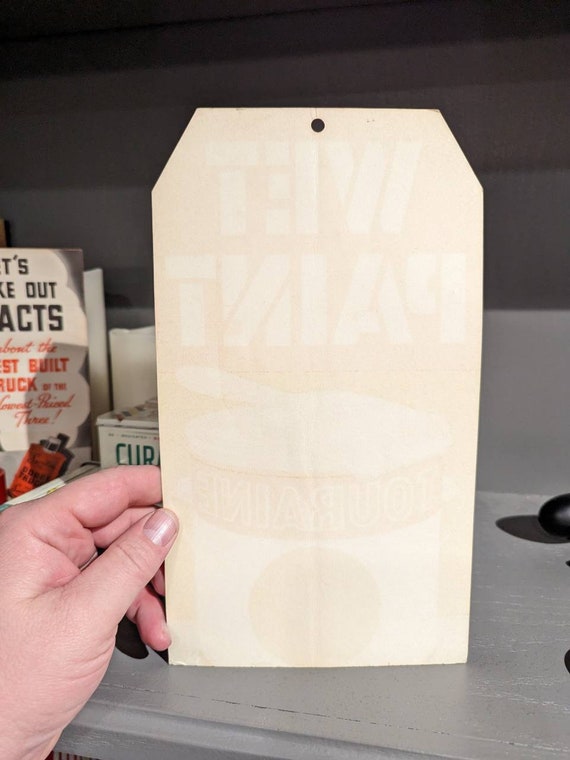 Original 1940's Touraine Paints WET PAINT Cardboard Sign - Vintage