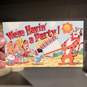 1986 Kellogg&#39;s Cereal We&#39;re Having A Party Postcards