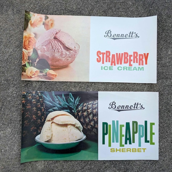1960s Bennett's Ice Cream Poster Sign Poster Original Vintage