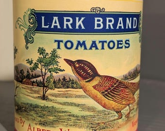 1920's Lark Brand Tomatoes Can Label on Can Original Vintage