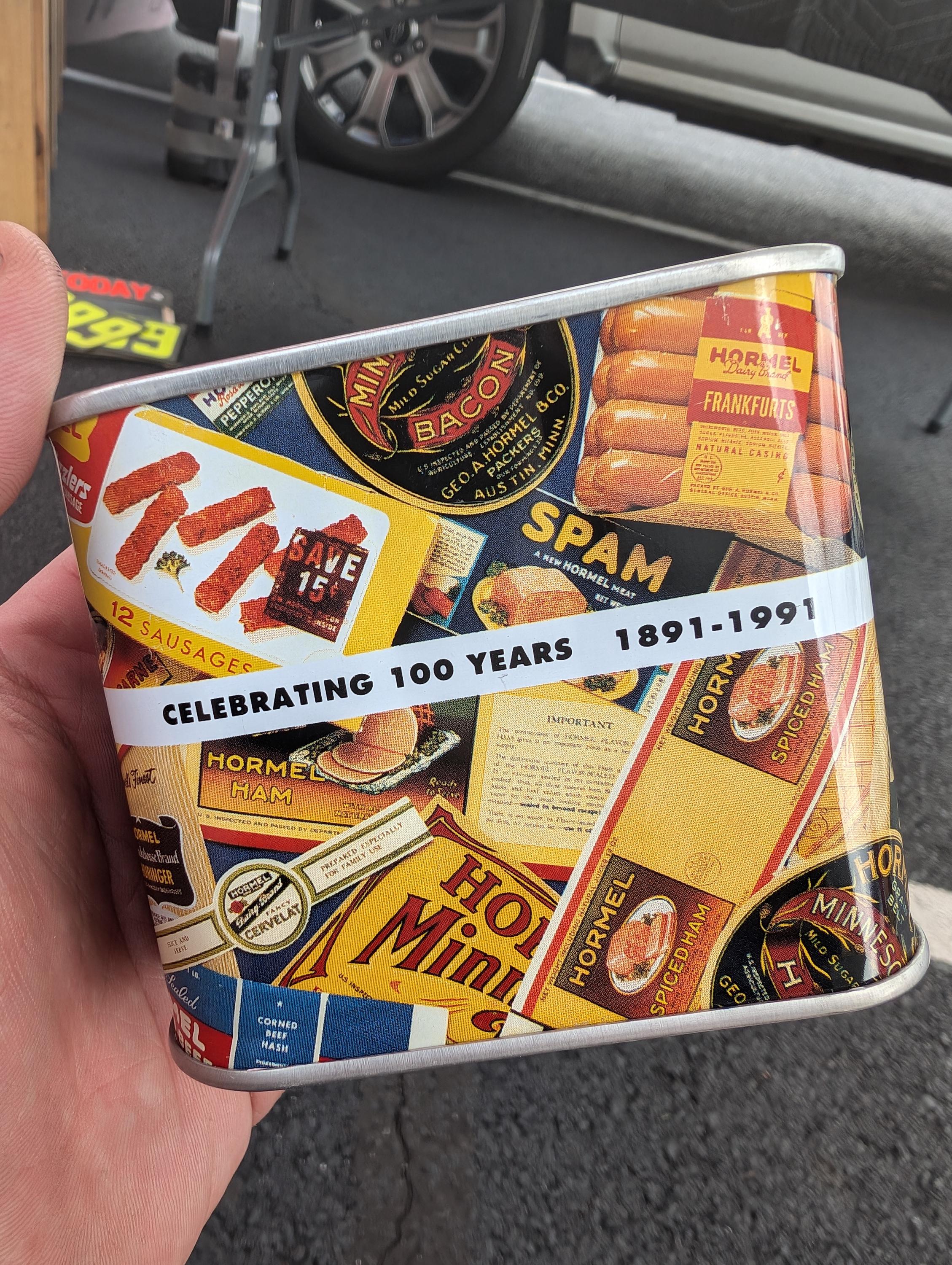 Hormel Foods 100th Anniversary SPAM Can Ban - Vintage Advertising