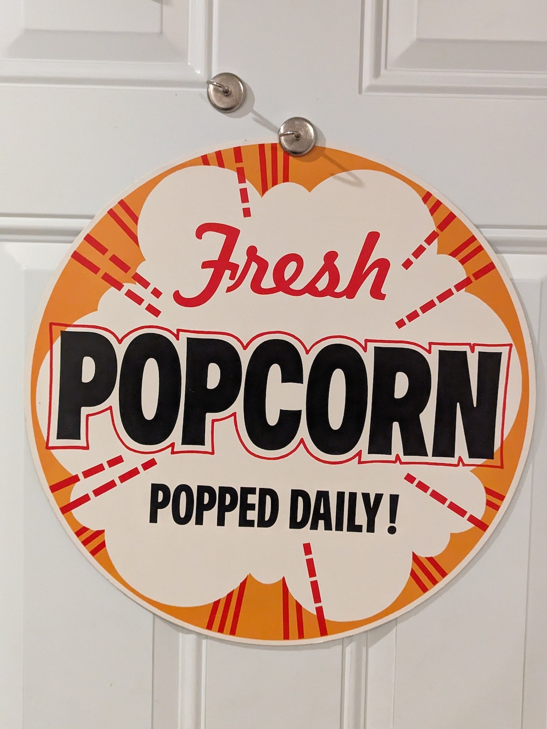 1960s 70s 80s Fresh Popped Popcorn Old Original Poster Sign Vintage
