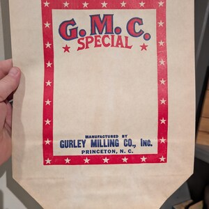 50's G. M. C. Special Chick Starter Paper Flour Sack - Princeton Selma Karolina Północna - Old Original Kitchen Country Store Decor Chicken