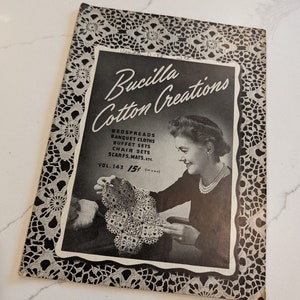 1942 1940s Bucilla Creations Crochet   - Old & Original Guide Book  - Vintage crochet Bedspreads